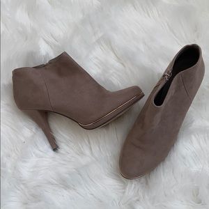 Faux suede booties - taupe